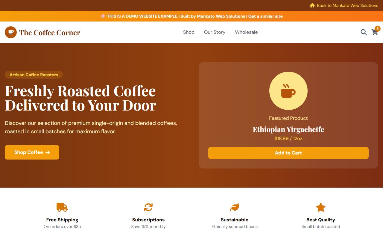 E-commerce website demo - online store with shopping cart and checkout