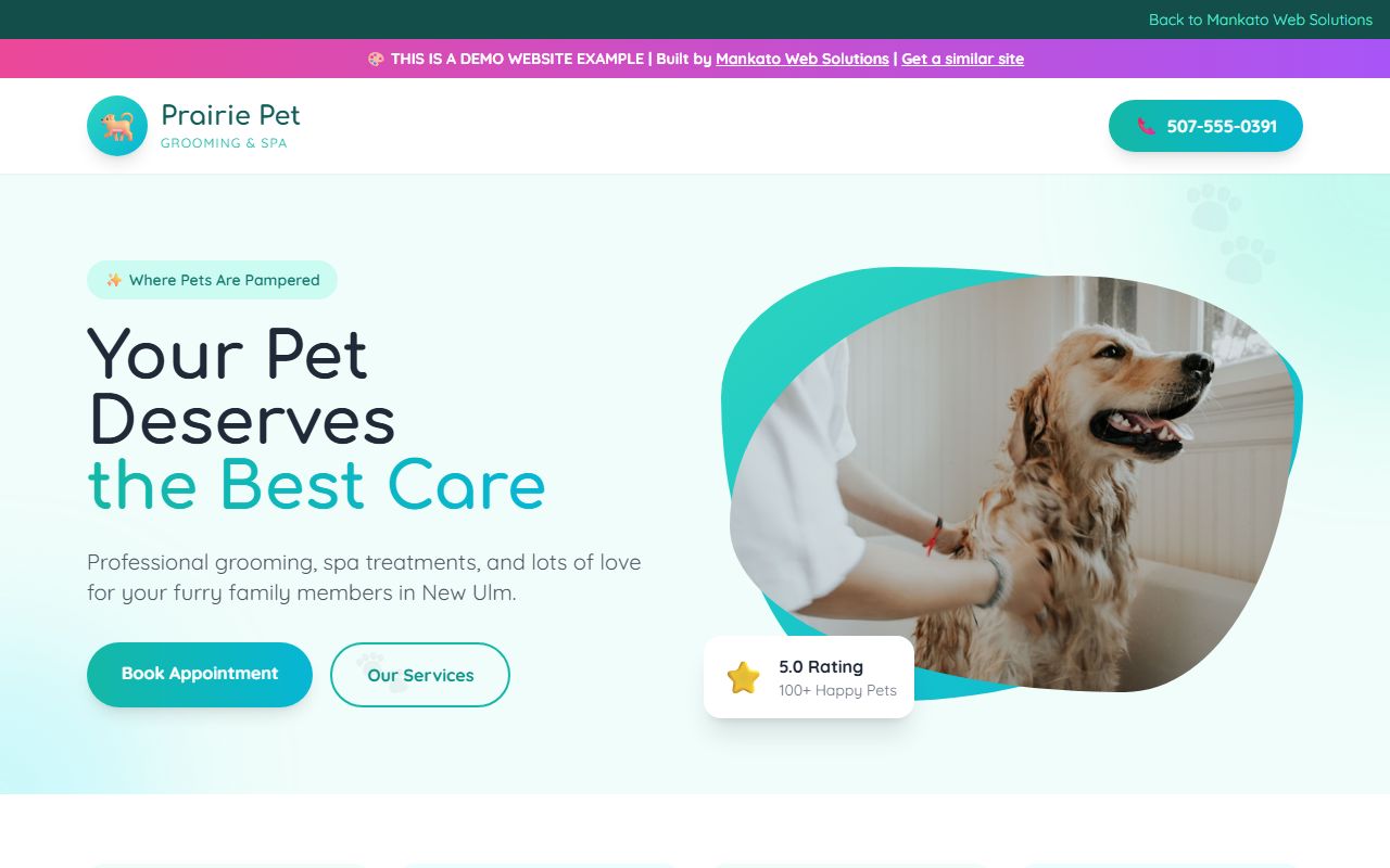 Beauty salon website demo - hair stylist booking and spa services